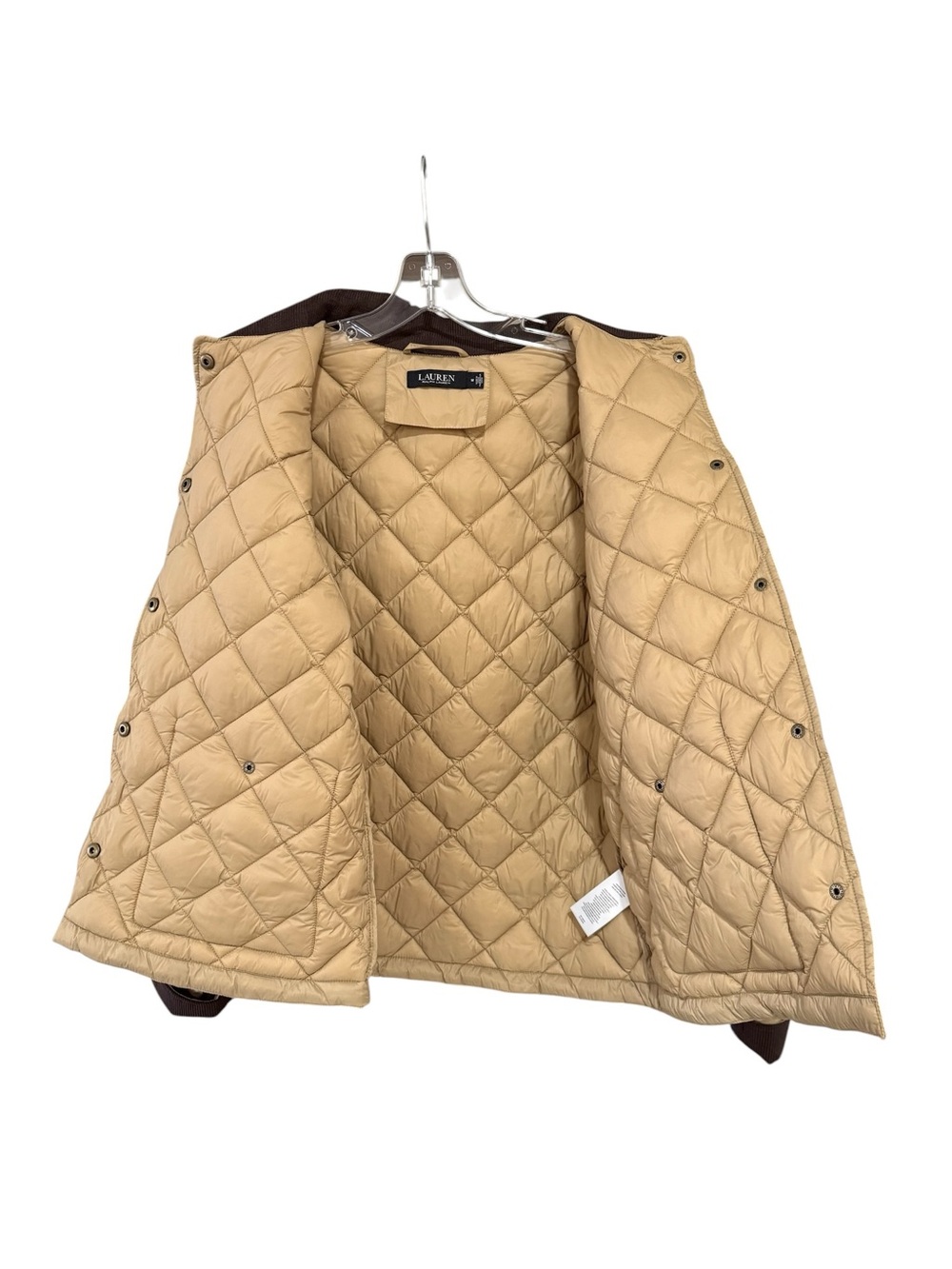 Lauren Ralph Lauren Twill Trim Diamond Quilted Barn Jacket Size M Birch Tan - Picture 6 of 10